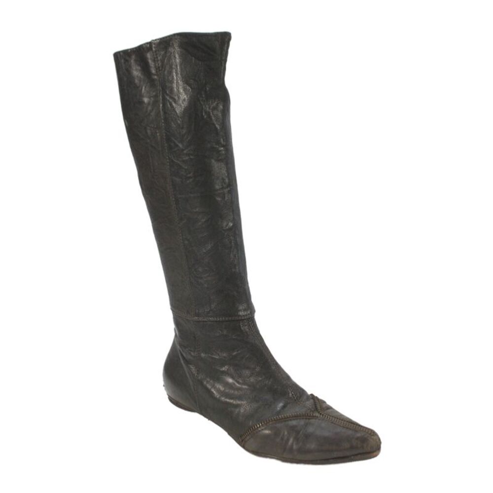 Twenty Two Womens Leather Zipper Detail Knee High Boots Shoes Black Size 8